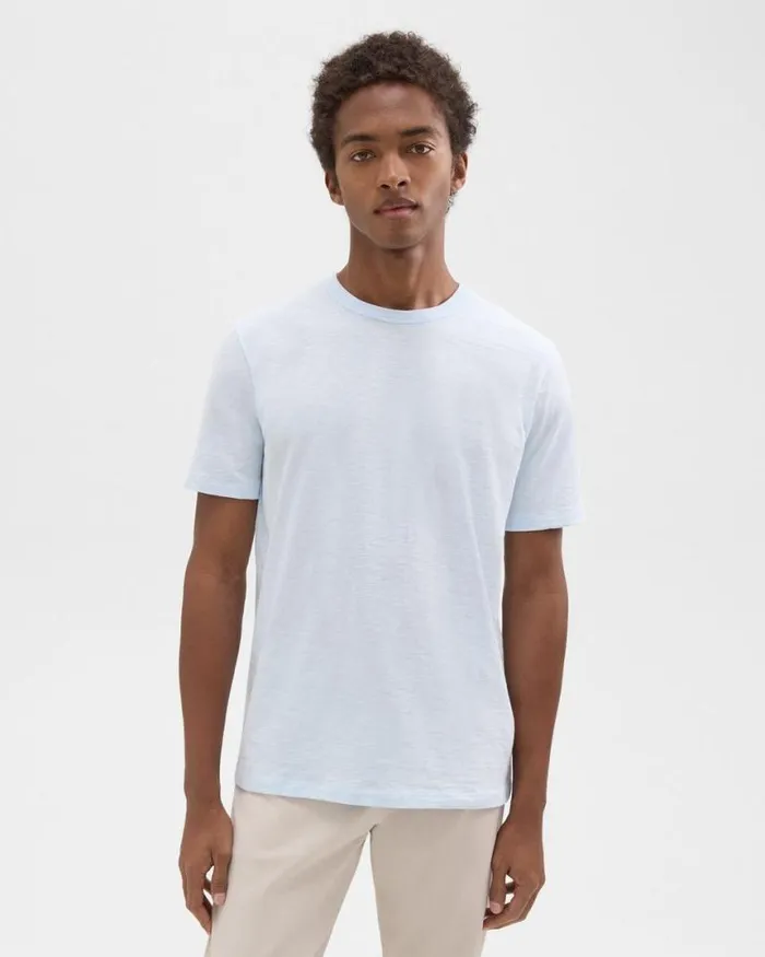 TShirts Polos Men Theory Essential Tee In Cosmos Slub Cotton Skylight