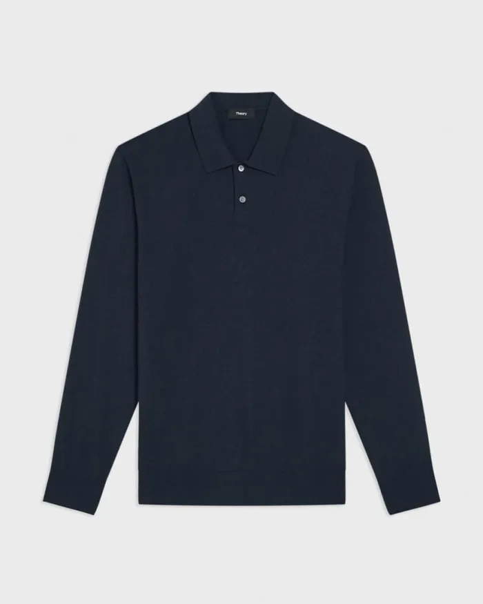 TShirts Polos Men Theory Goris LongSleeve Polo Shirt In Light Bilen Baltic TShirts Polos Men Theory Goris LongSleeve Polo Shirt In Light Bilen Baltic