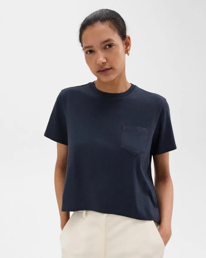 TShirts Tank Tops Women Theory Relaxed Tee In Organic Cotton Nocturne Navy
