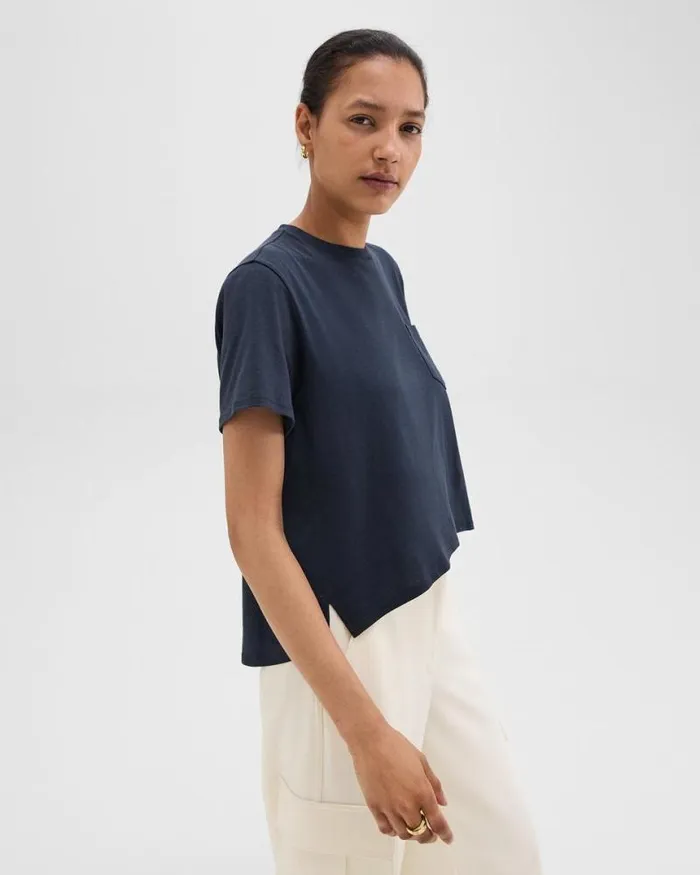 TShirts Tank Tops Women Theory Relaxed Tee In Organic Cotton Nocturne Navy TShirts Tank Tops Women Theory Relaxed Tee In Organic Cotton Nocturne Navy