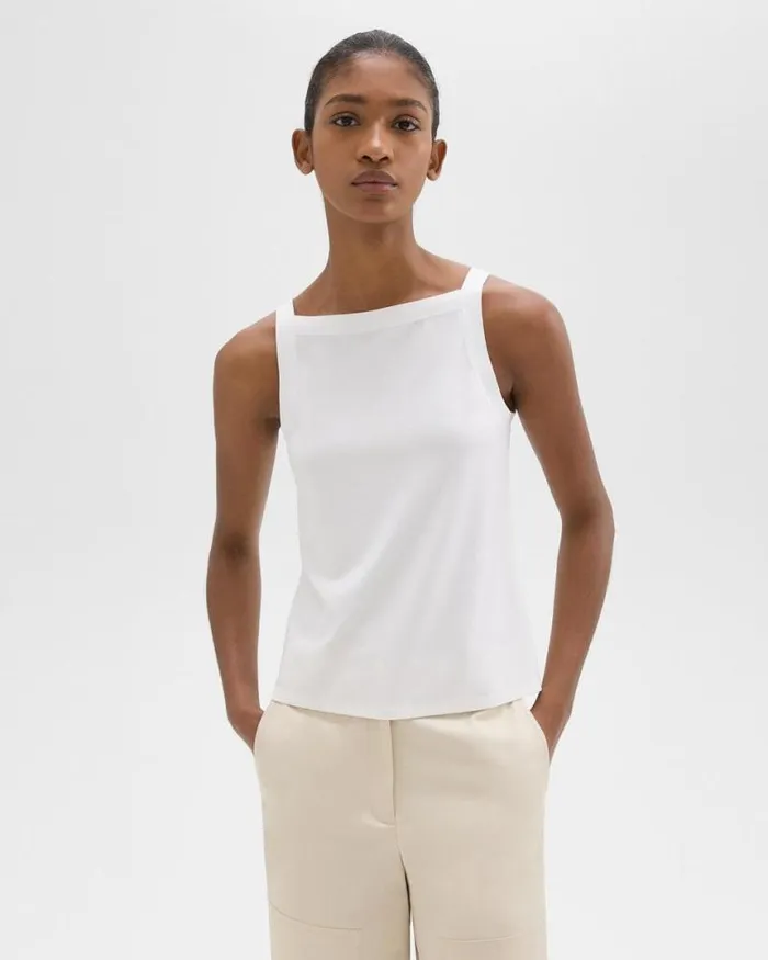 TShirts Tank Tops Women Theory Square Neck Tank In Interlock Knit White