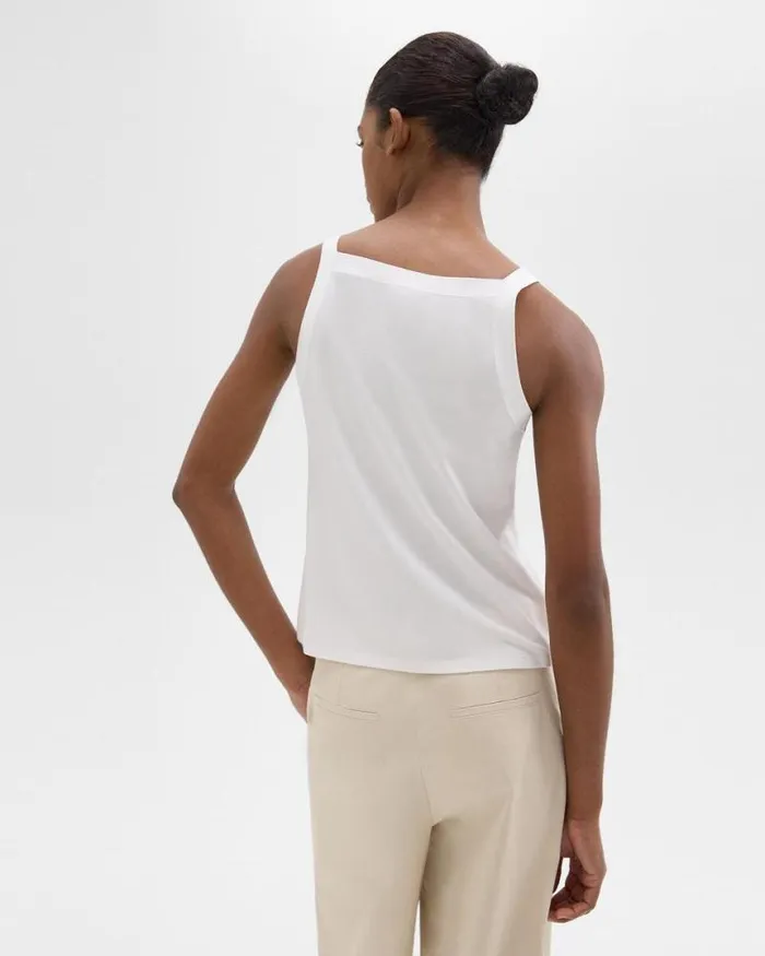 TShirts Tank Tops Women Theory Square Neck Tank In Interlock Knit White TShirts Tank Tops Women Theory Square Neck Tank In Interlock Knit White