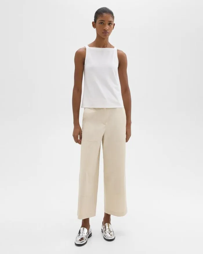 TShirts Tank Tops Women Theory Square Neck Tank In Interlock Knit White TShirts Tank Tops Women Theory Square Neck Tank In Interlock Knit White