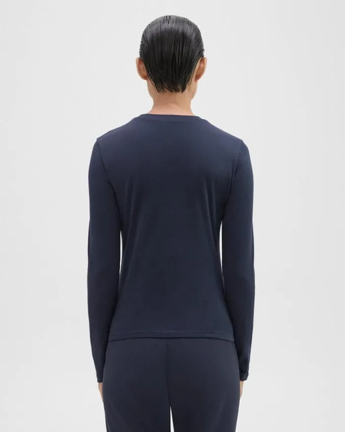TShirts Tank Tops Women Theory Tiny LongSleeve Tee In Organic Cotton Nocturne Navy TShirts Tank Tops Women Theory Tiny LongSleeve Tee In Organic Cotton Nocturne Navy