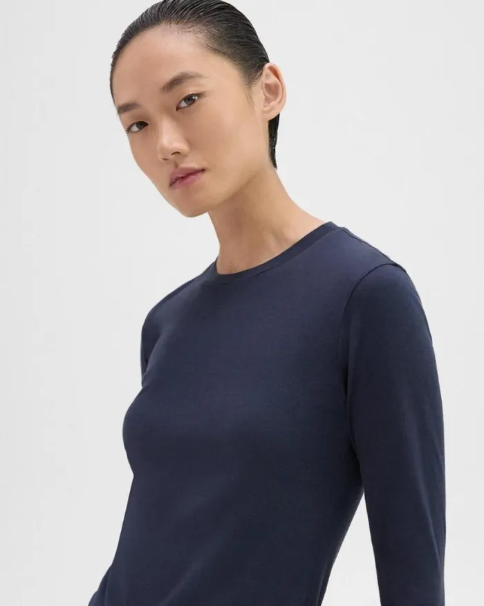 TShirts Tank Tops Women Theory Tiny LongSleeve Tee In Organic Cotton Nocturne Navy TShirts Tank Tops Women Theory Tiny LongSleeve Tee In Organic Cotton Nocturne Navy