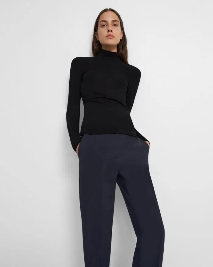 TShirts Tank Tops Women Theory Turtleneck Sweater In Ribbed Viscose Black