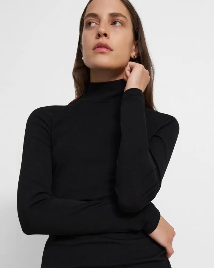 TShirts Tank Tops Women Theory Turtleneck Sweater In Ribbed Viscose Black TShirts Tank Tops Women Theory Turtleneck Sweater In Ribbed Viscose Black