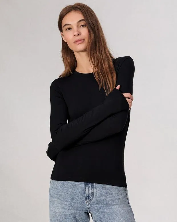 TShirts Women Rag and Bone Luca Long Sleeve Tee Black