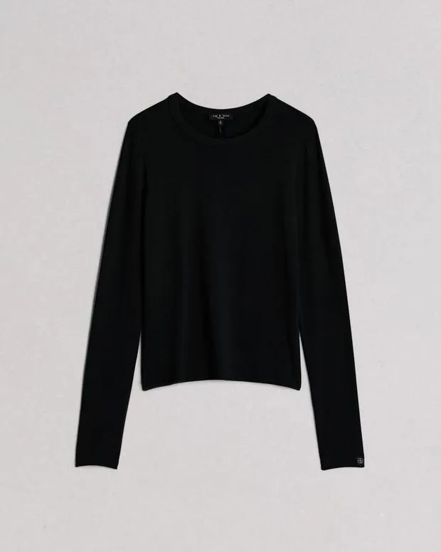 TShirts Women Rag and Bone Luca Long Sleeve Tee Black
