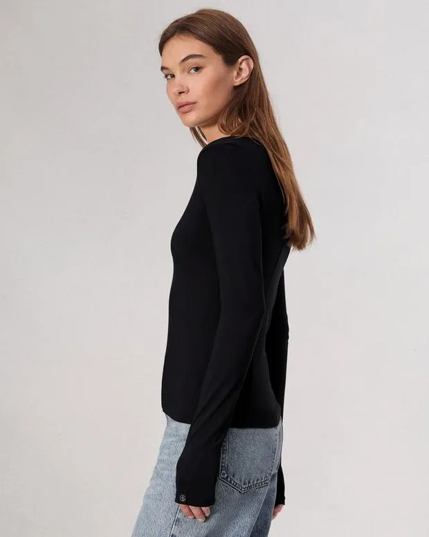 TShirts Women Rag and Bone Luca Long Sleeve Tee Black