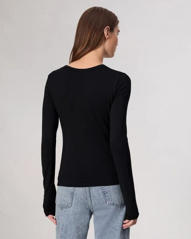 TShirts Women Rag and Bone Luca Long Sleeve Tee Black