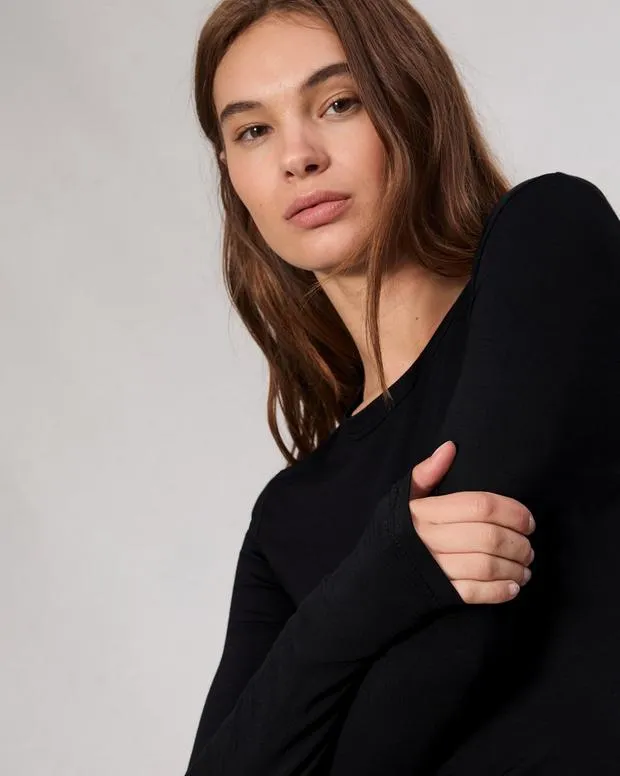 TShirts Women Rag and Bone Luca Long Sleeve Tee Black