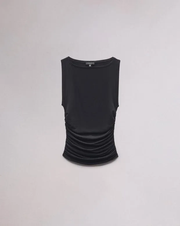 TShirts Women Rag and Bone Luca Shirred Tank Black