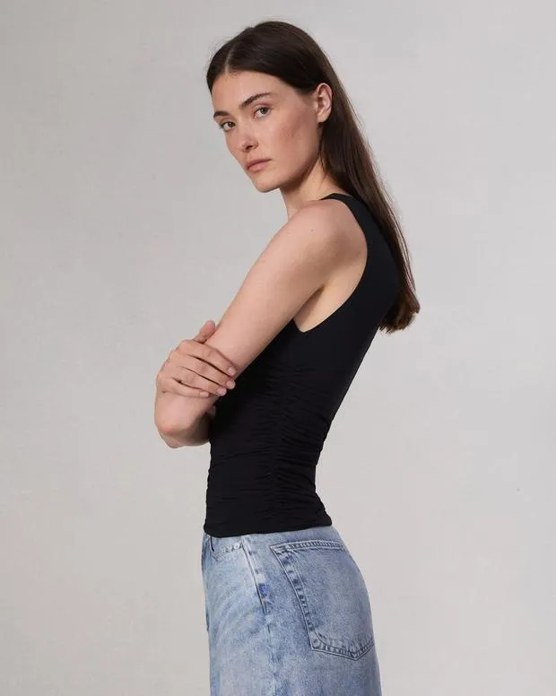 TShirts Women Rag and Bone Luca Shirred Tank Black