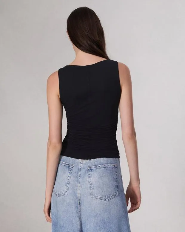 TShirts Women Rag and Bone Luca Shirred Tank Black