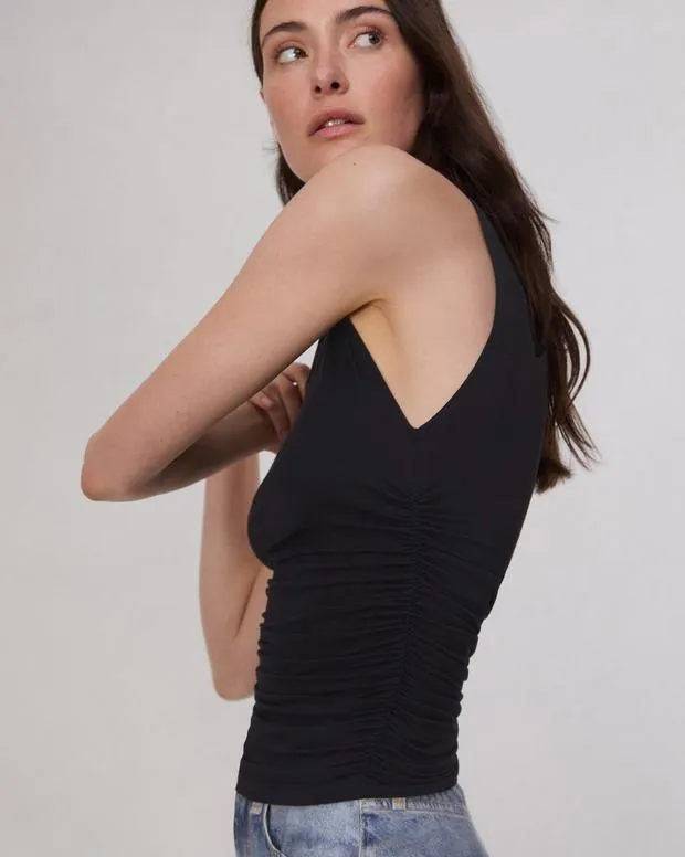 TShirts Women Rag and Bone Luca Shirred Tank Black
