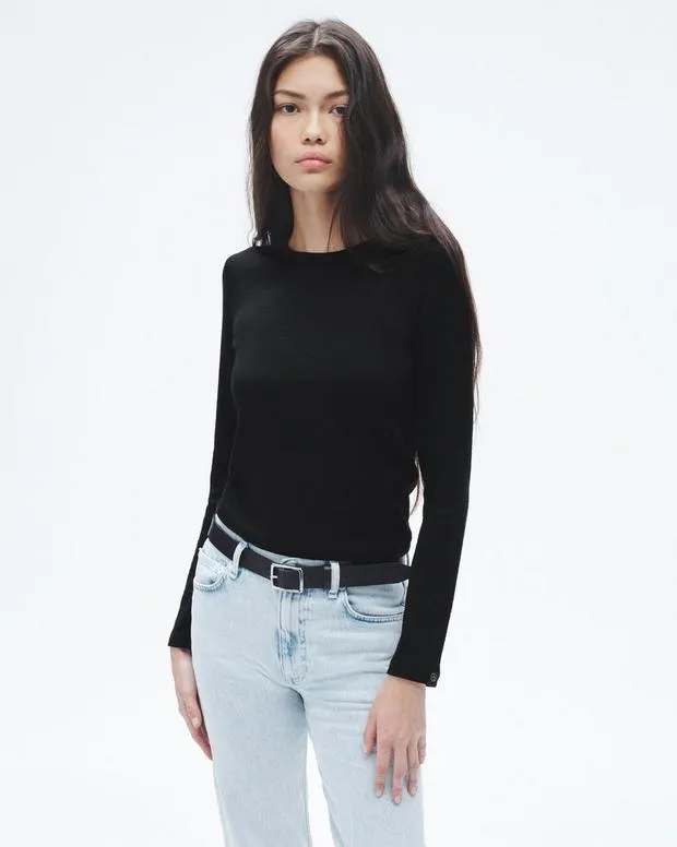 TShirts Women Rag and Bone The Knit Long Sleeve Tee Black