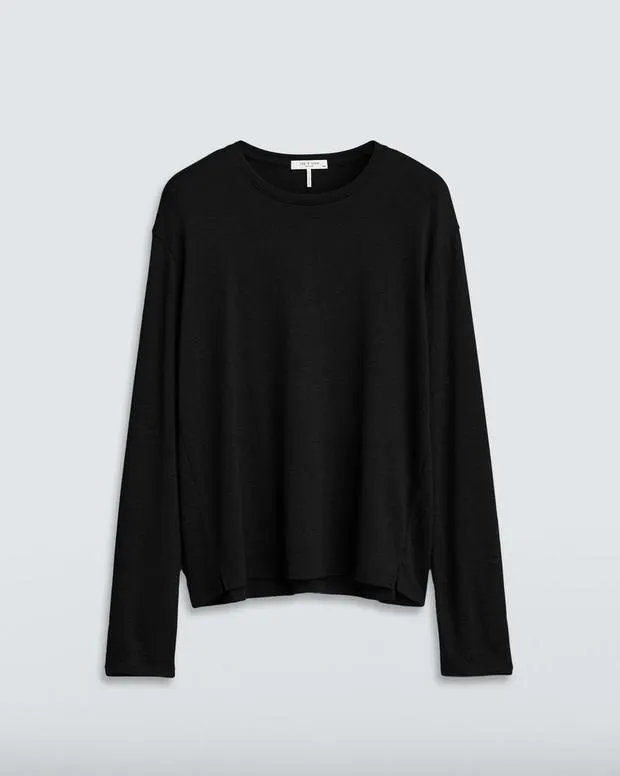 TShirts Women Rag and Bone The Knit Long Sleeve Tee Black