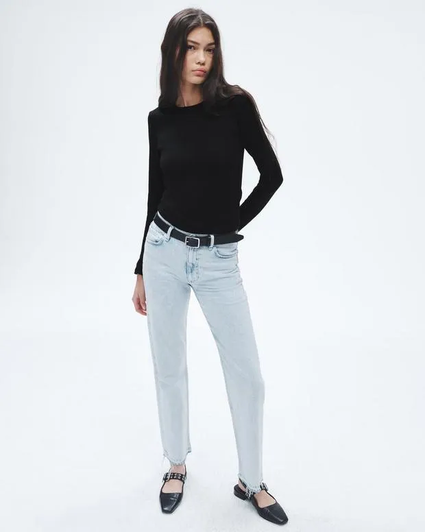 TShirts Women Rag and Bone The Knit Long Sleeve Tee Black