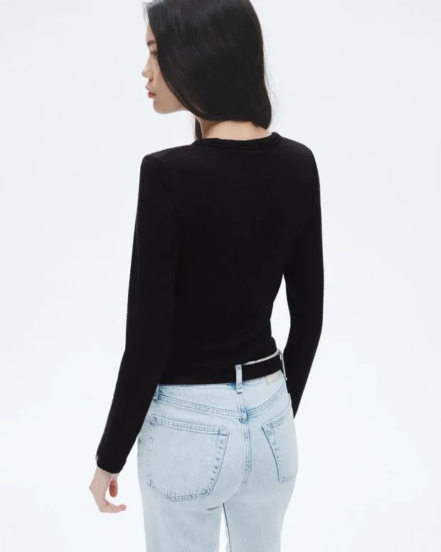 TShirts Women Rag and Bone The Knit Long Sleeve Tee Black