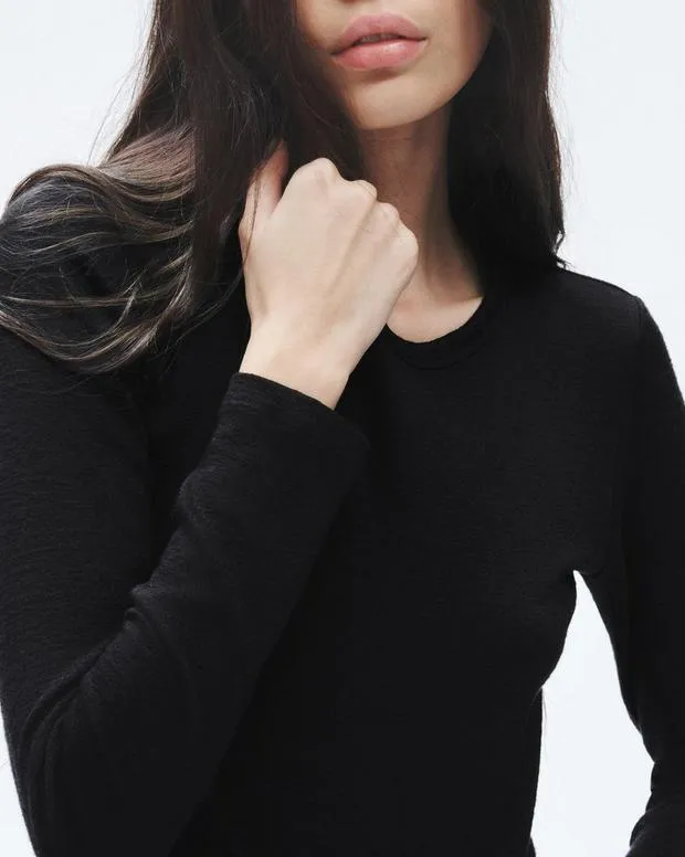 TShirts Women Rag and Bone The Knit Long Sleeve Tee Black