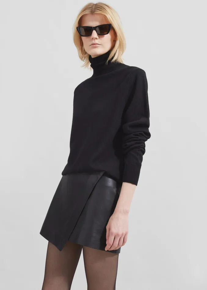 The Frankie Shop Bottoms Cleo Leather Mini Wrap Skirt 8211 Black 8211 Women