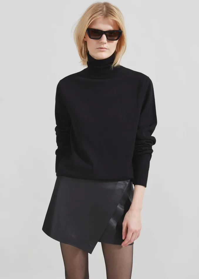 The Frankie Shop Bottoms Cleo Leather Mini Wrap Skirt 8211 Black 8211 Women