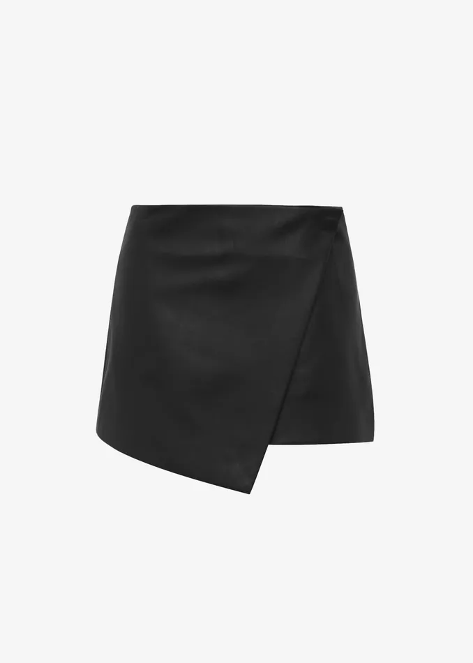 The Frankie Shop Bottoms Cleo Leather Mini Wrap Skirt 8211 Black 8211 Women