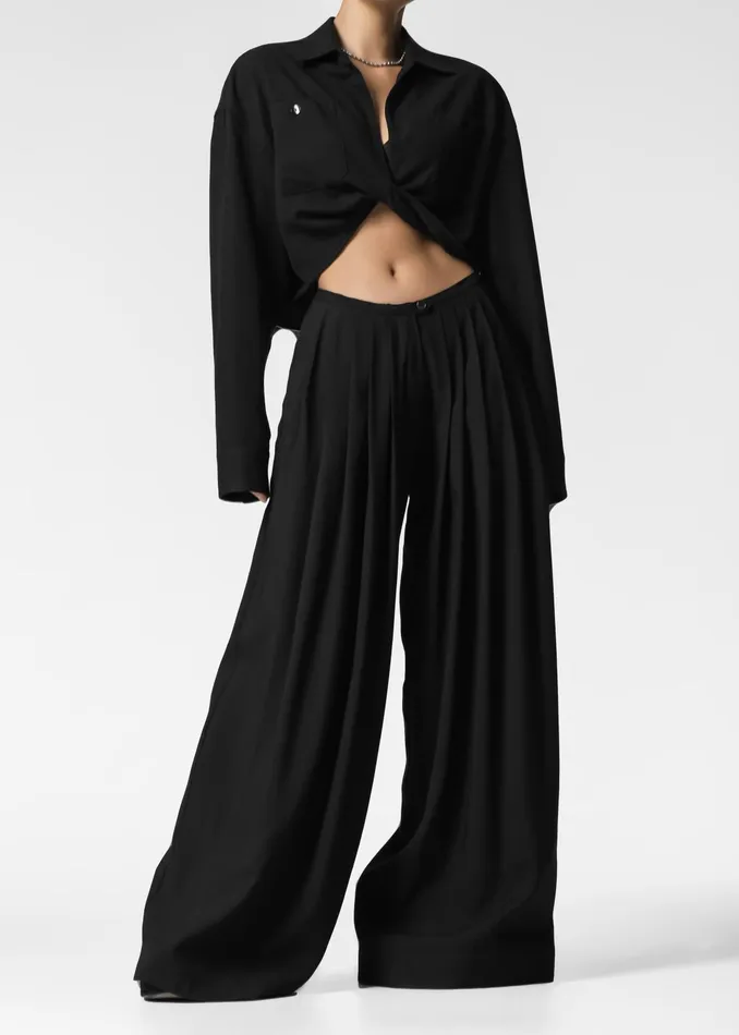 The Frankie Shop Bottoms Sloane Wide Leg Trousers 8211 Black 8211 Women
