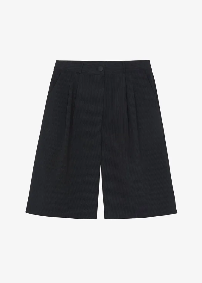 The Frankie Shop Bottoms Wilma Pleated Bermuda Shorts 8211 Black Pinstripe 8211 Women