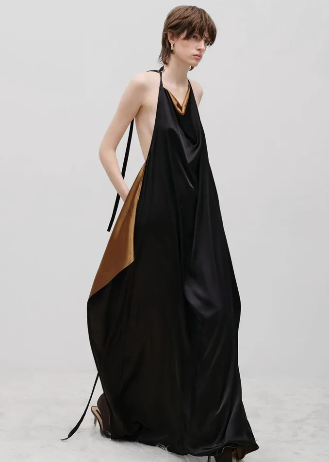 The Frankie Shop Dresses Bevza Apron Long Dress 8211 GoldBlack 8211 Women