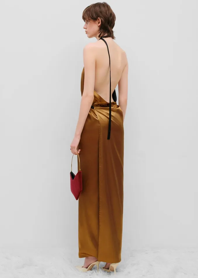 The Frankie Shop Dresses Bevza Apron Long Dress 8211 GoldBlack 8211 Women
