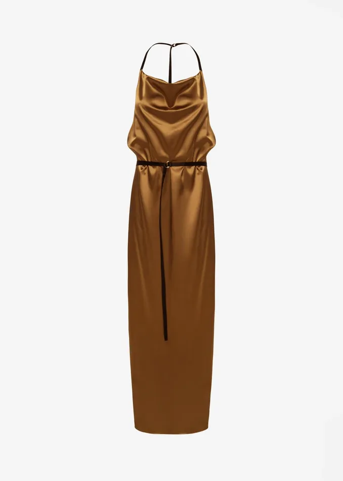 The Frankie Shop Dresses Bevza Apron Long Dress 8211 GoldBlack 8211 Women