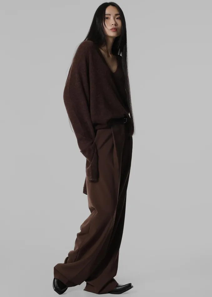 The Frankie Shop Knitwear Brayden V Neck Sweater 8211 Brown 8211 Women