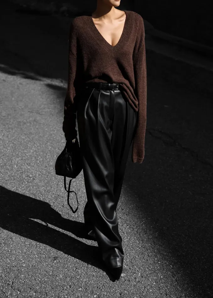 The Frankie Shop Knitwear Brayden V Neck Sweater 8211 Brown 8211 Women