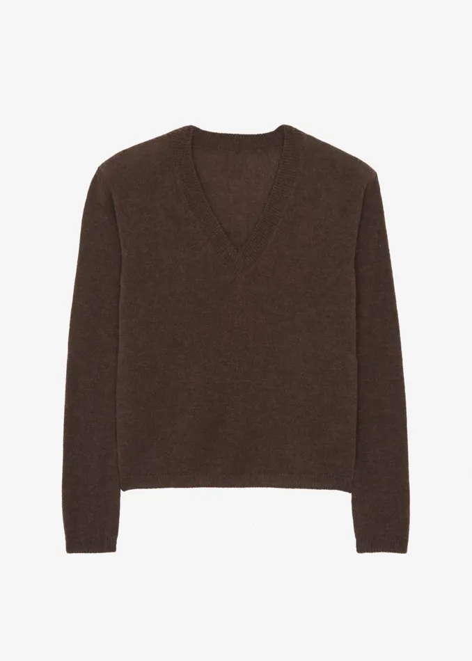 The Frankie Shop Knitwear Brayden V Neck Sweater 8211 Brown 8211 Women