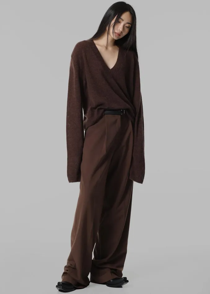 The Frankie Shop Knitwear Brayden V Neck Sweater 8211 Brown 8211 Women