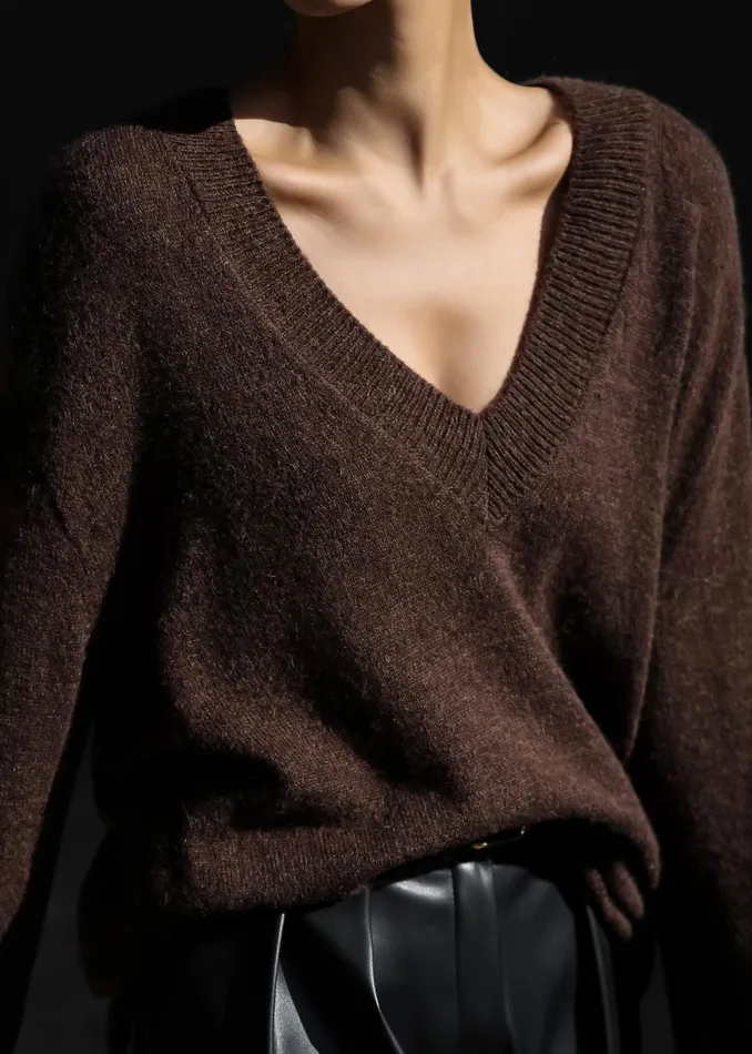 The Frankie Shop Knitwear Brayden V Neck Sweater 8211 Brown 8211 Women