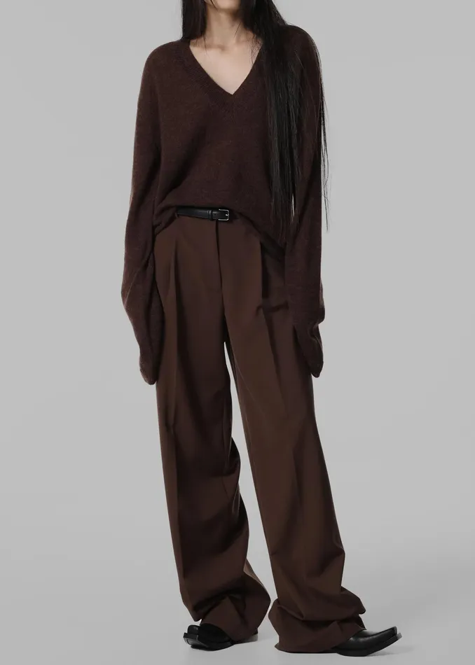 The Frankie Shop Knitwear Brayden V Neck Sweater 8211 Brown 8211 Women