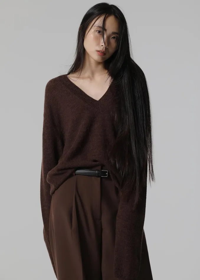 The Frankie Shop Knitwear Brayden V Neck Sweater 8211 Brown 8211 Women