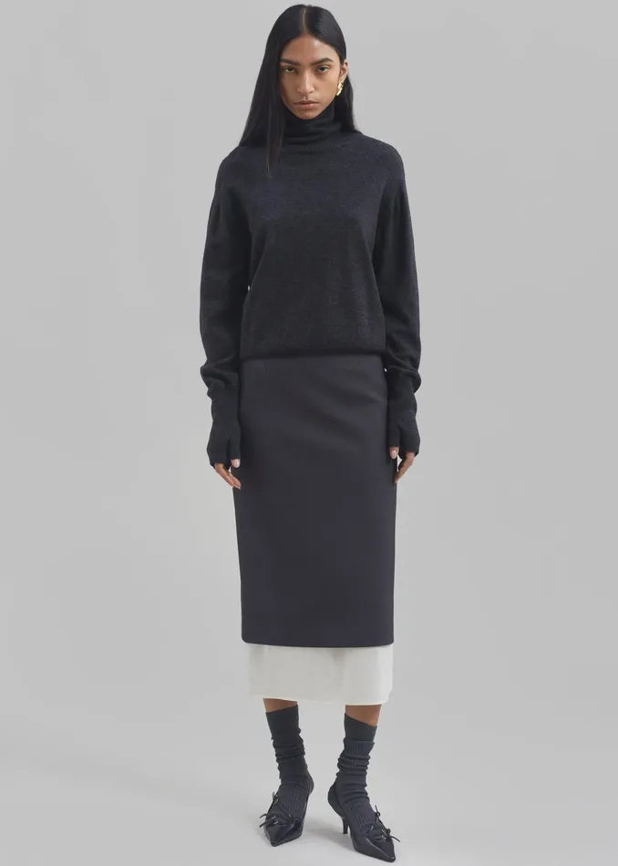 The Frankie Shop Knitwear Delia Wool Turtleneck 8211 Charcoal 8211 Women
