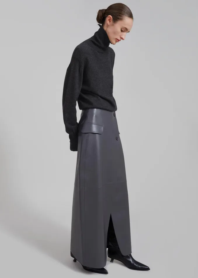 The Frankie Shop Knitwear Delia Wool Turtleneck 8211 Charcoal 8211 Women