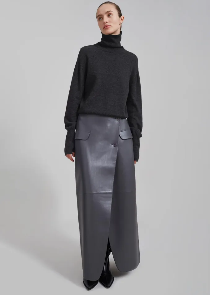 The Frankie Shop Knitwear Delia Wool Turtleneck 8211 Charcoal 8211 Women