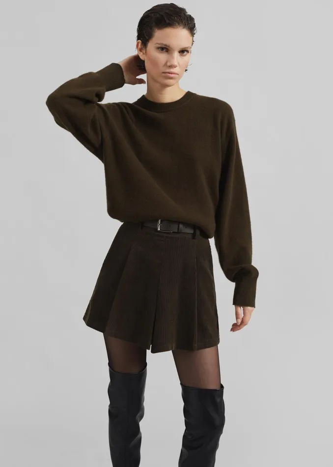 The Frankie Shop Knitwear Isar Wool Crewneck Sweater 8211 Khaki 8211 Women
