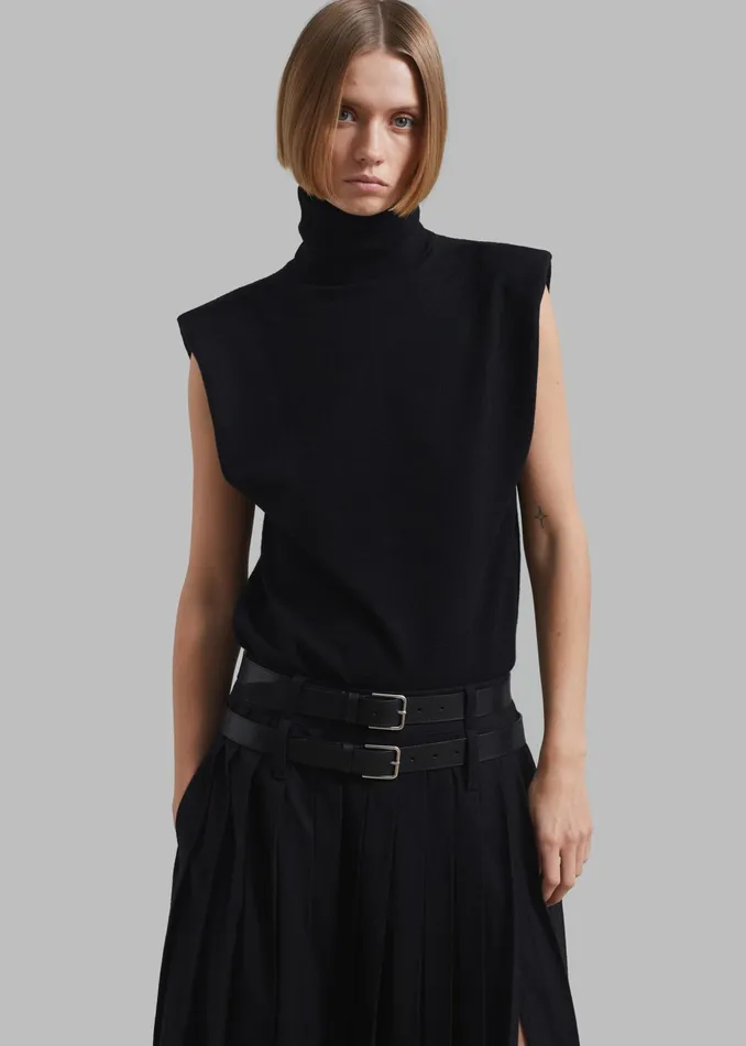 The Frankie Shop Knitwear Nadia Thin Padded Sleeveless Turtleneck 8211 Black 8211 Women