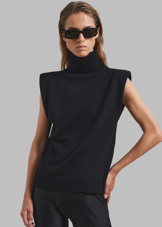 The Frankie Shop Knitwear Nadia Thin Padded Sleeveless Turtleneck 8211 Black 8211 Women