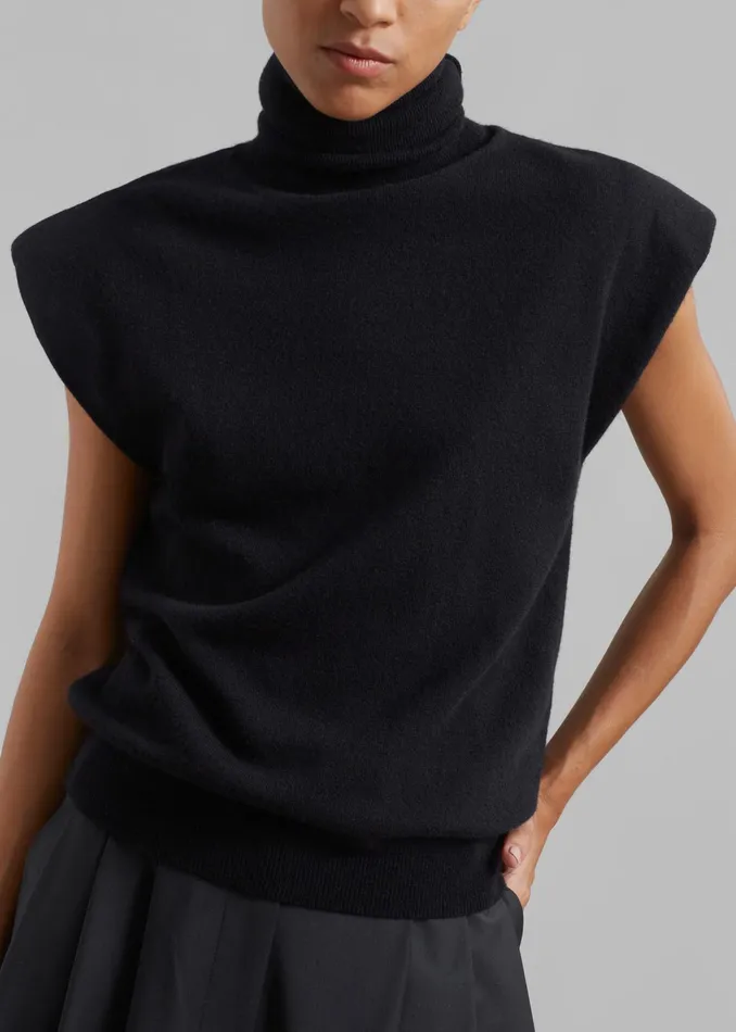The Frankie Shop Knitwear Nadia Thin Padded Sleeveless Turtleneck 8211 Black 8211 Women