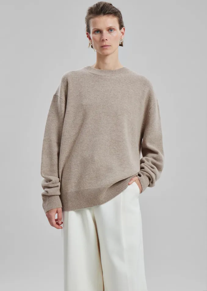The Frankie Shop Knitwear Quinton Crew Neck Sweater 8211 Beige Melange 8211 WomenMen The Frankie Shop Knitwear Quinton Crew Neck Sweater 8211 Beige Melange 8211 WomenMen