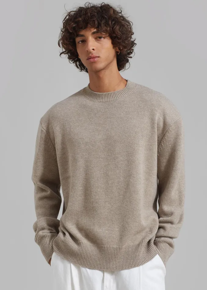 The Frankie Shop Knitwear Quinton Crew Neck Sweater 8211 Beige Melange 8211 WomenMen