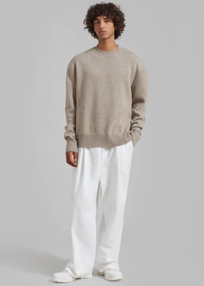 The Frankie Shop Knitwear Quinton Crew Neck Sweater 8211 Beige Melange 8211 WomenMen